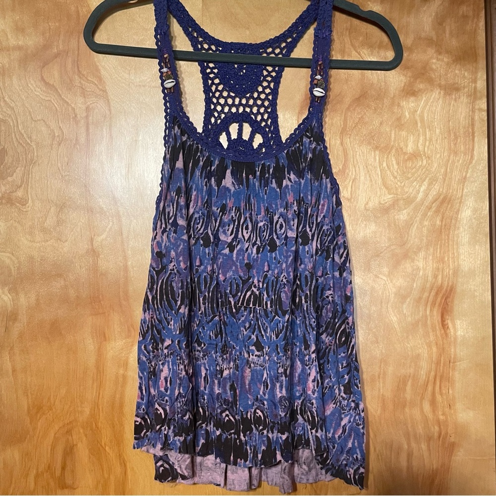 Free people sea shell crochet tank top s